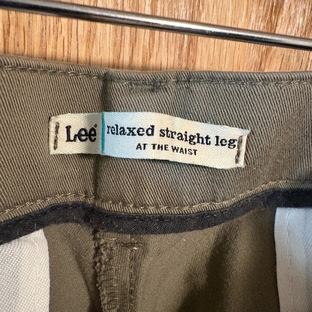 Lee Relaxed Straight Leg Waist Mid-Rise Pants Olive Chino Women’s 14 M 14M - Picture 6 of 7